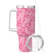 thumbnail image 2 of Daiia pink bow Printed 40 oz Tumbler with Handle,Ice Bully Insulated Tumbler 2 in 1 Lid Insulated Water Bottle Stainless Steel Travel Coffee Mug, 2 of 8