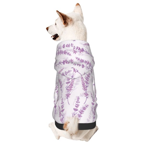 Balery Lavender Flowers Sudadera con Capucha para Perros Pequeños – Ropa para Mascotas, Disfraz para Perros y Gatos, Ideal para Fiestas y Cosplay-XX-Large
