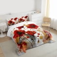 thumbnail image 3 of Homewish Watercolor Red Flower Queen Comforter Set, Marbling Abstract Ombre Bedding Sets, Modern Fashion Reversible Bedding Comforter Set, Breathable Home Decor, 3 Pieces, 3 of 8