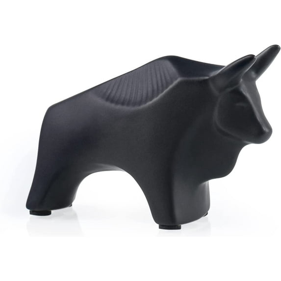 Notakia Small Animal Bull Statues Home Decor Modern Style Decorative Ornaments for Living Room, Bedroom, Office Desktop, Cabinets (Black Bull)