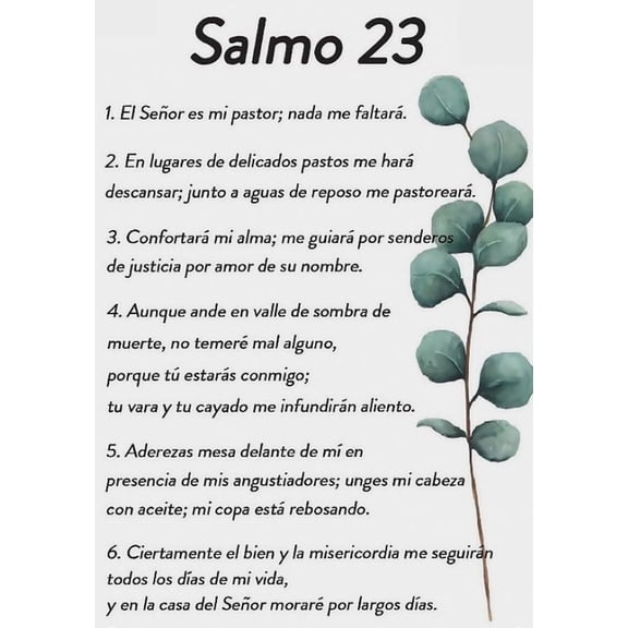 Salmo 23 Spanish Bible Verse Spanish Psalm 23 Art Poster Suitable For Home, Living Room, Bedroom, Office, Cafe And Bar Decoration