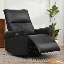 Bellemave Power Swivel Rocker Recliner, 270° Glider Recliner with USB Ports, Overstuffed Faux Leather Rocking Chair for Small Spaces Living Room (Black)