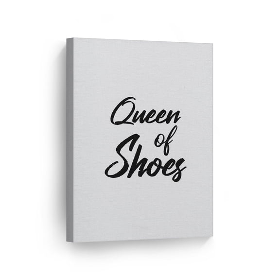 Smile Art Design Queen of Shoes Black and White Inspirational Quote Glam Fashion Canvas Wall Art Print Office Bathroom Teen Girls Room Women Dorm Bedroom Living Room Wall Decor Ready to Hang 12x8