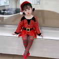 thumbnail image 5 of Elainilye Fashion Toddler Baby Girl Clothes Christmas Long Sleeve Sequins Stripe Pantyhose Suit Suitable For 2-9 Years Old,Red, 5 of 9