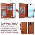 thumbnail image 5 of Wallet Case for iPhone 16, RFID Blocking Flip Cover with 7 Card Slots, Cash Compartment, Magnetic Closure, and Hands-Free Stand, Slim Protective Phone Case with Wrist Strap,Brown, 5 of 6
