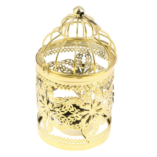 Retro Elegante Metal Tealight Candle Holder Linternas Colgantes Eletroplated Proceso candeliere Para La Decoración para hogar, 3.15 X 5.51 Pulgadas Colco Portavelas de metal con forma de jaula para pájaros