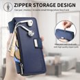 thumbnail image 3 of ELEHOLD for iPhone 13 Zipper Wallet Case,Magnetic Detachable RFID Flip Card Slots Stand Function Shockproof Full Protective Leather Case for iPhone 13,Blue, 3 of 8