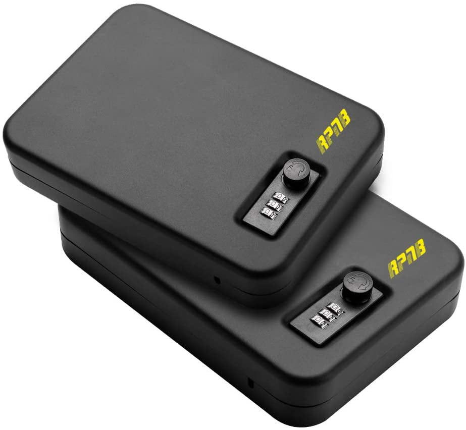 RPNB Steel Key Lock/Combination Lock Box Portable Gun Safe with 3 Digits Combin 