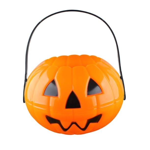 Cubo de calabaza de Halloween, 1 pieza, cubo pequeño de plástico con forma de calabaza para niños, cubo de calabaza, cubo de calabaza, cubo de dulces de Halloween, cesta de calabaza de Halloween