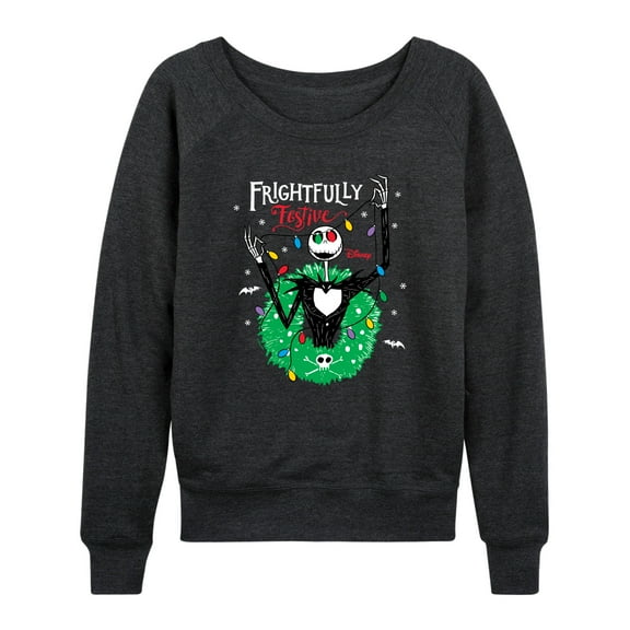 The Nightmare Before Christmas - Frightfully Festive Wreath - Women's Lightweight French Terry Long Sleeve Shirt