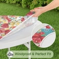 thumbnail image 5 of Pioneer Flower Floral Print Pattern Round Fitted Tablecloth with Elastic Edge,Dining Table Cover Waterproof,Outdoor Round Tablecloth for Camping,Dining,Indoor and Outdoor, 5 of 7