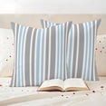 thumbnail image 3 of Blue Grey Stripes Outdoor Waterproof Pillow Covers, Simple Striped Lines Minimalist Modern Decorative Square Throw Pillowcase Sofa Cushion Sham for Patio/Couch/Chair, 16"x16" 2 Pack, 3 of 8