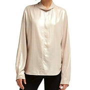 DKNY Womens Metallic Mock Neck Top