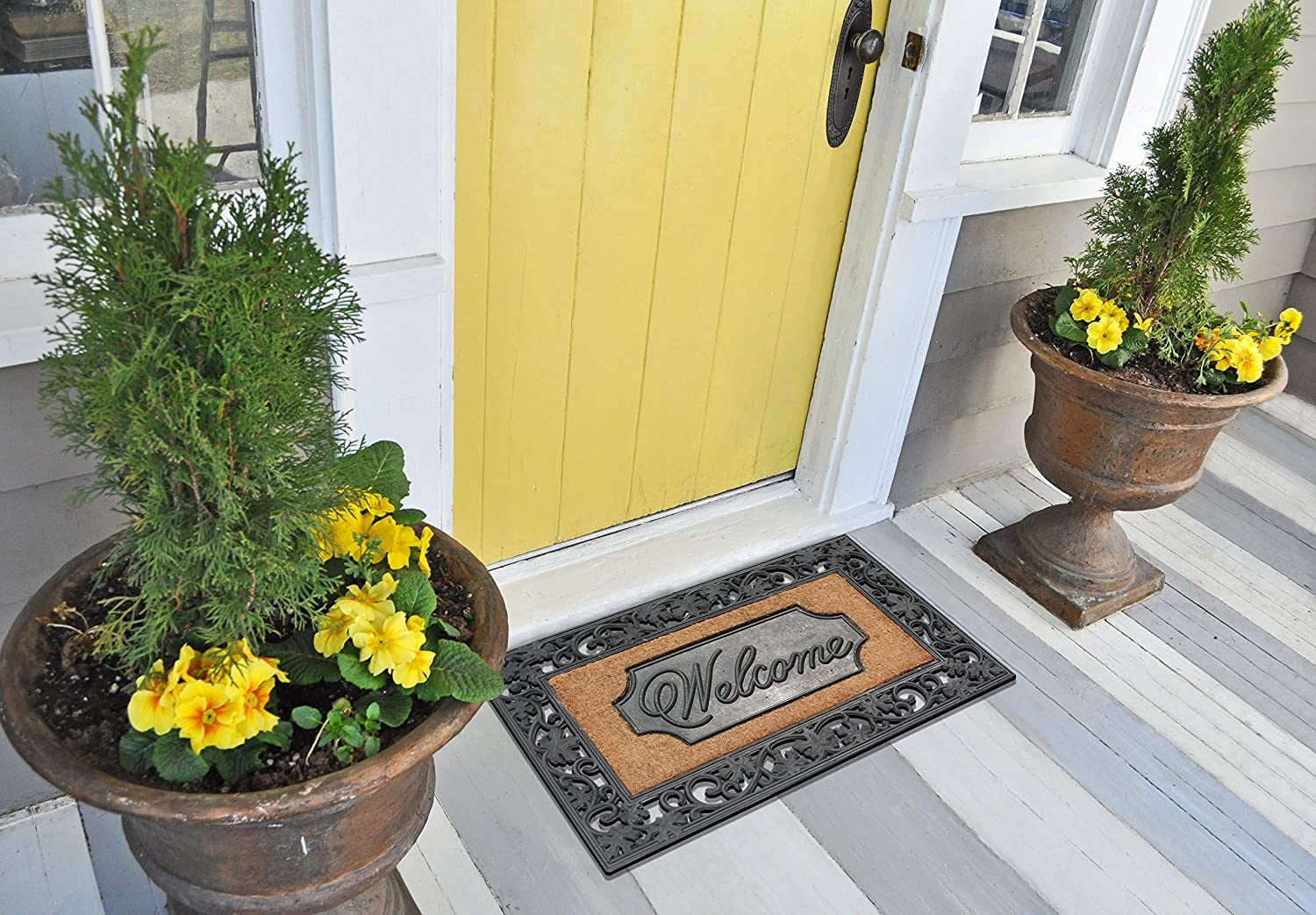 A1HC Natural Coir and Rubber Door Mat, 38x23, Thick Durable