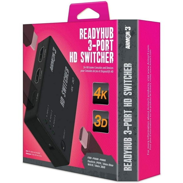 Armor3 "ReadyHub" Commutateur 3 Ports HD pour Consoles de Jeux et Appareils HD