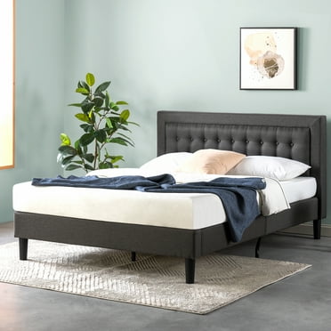 Zinus 40" Dachelle Upholstered Platform Bed Frame Dark Gray, Full