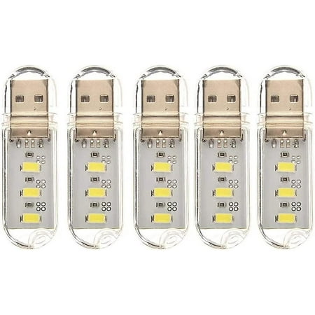 

5pcs Mini Portable Usb Night Light Dc 5v 3leds (Warm 3leds) [energy Class A+]