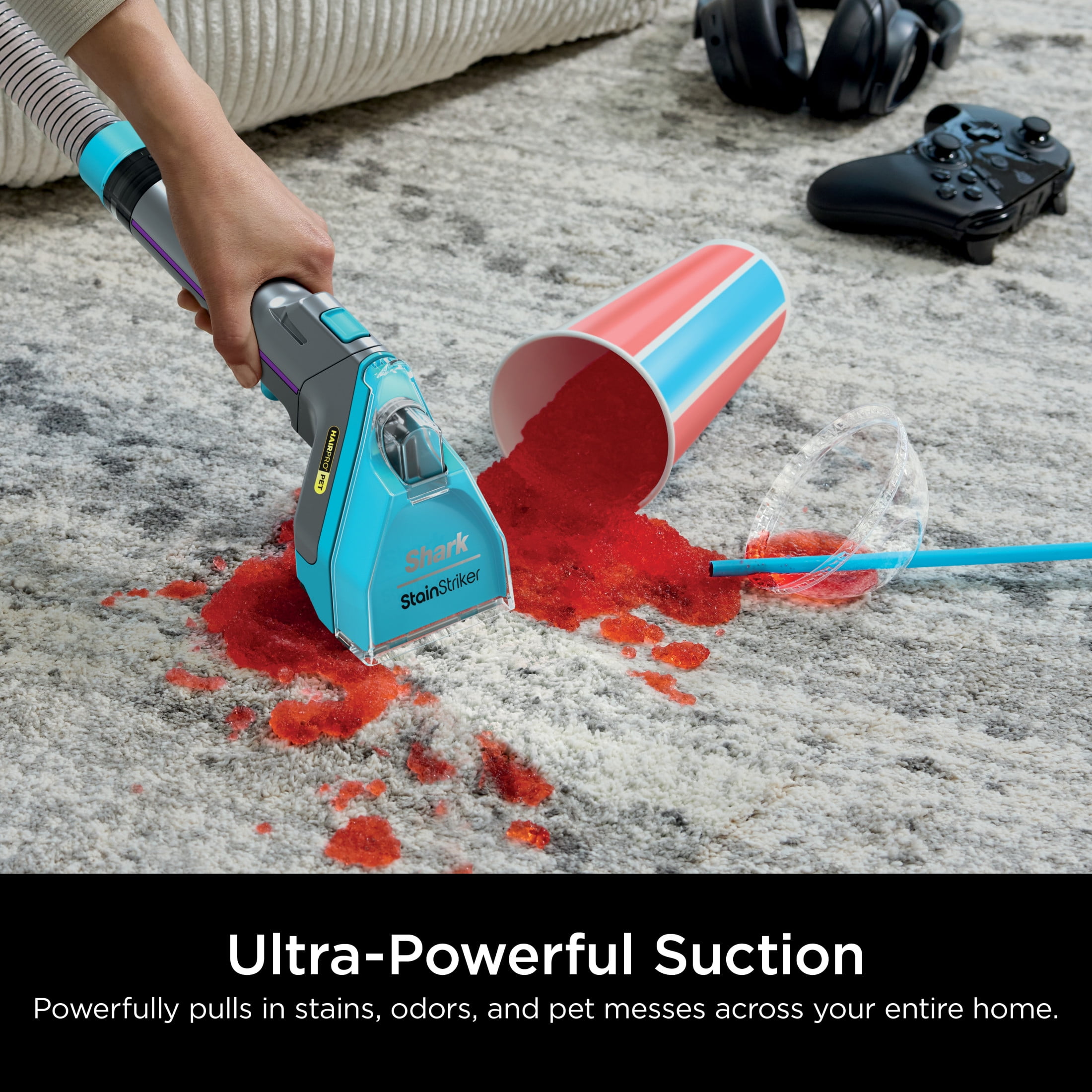 Shark StainStriker HairPro Portable Carpet, Upholstery & Rug Cleaner, Pet Friendly,Ultra-Powerful Stain & Odor Remover, 3 Tools, Cleaning Solutions, PX250 Dark Silver