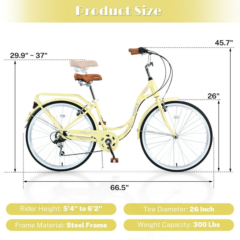 Womens Bikes 26 inch 7 speed Beach Cruiser Bikes w Dual Brakes and Back Seat Comfortable Commuter Bike City Street Bicycles Hybrid Bikes for