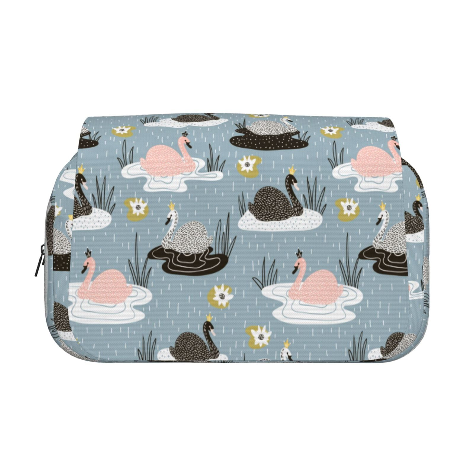 Rateoe Swan Princess On Lake Pattern Double Clamshell Pen Case, Storage Organizer with Two Zipper Compartments– Holds Up to 50 Pencils & Pens
