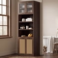 thumbnail image 2 of S-HOME 71” Tall Kitchen Pantry Cabinet Anti-Tip Organizer with Open Shelves and Rattan Doors Extra Deep 15.8 Inch for Storage Solutions, Brown, 2 of 10