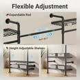 thumbnail image 4 of Timate F5 Expandable Wall Mounted Clothes Rack, Heavy Duty Industrial Pipe Closet System with 8 Shelves & 4 Hanger Rods (Fits 10'3"-12'3" Spaces), Black, 4 of 6