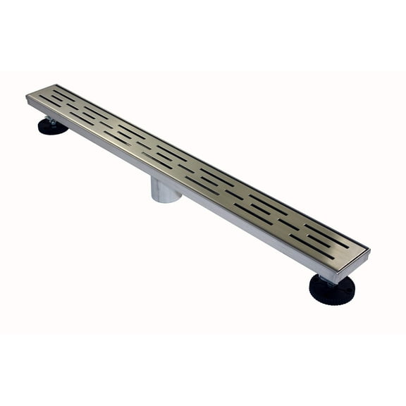 Novalinea ZA Linear Shower Drain - 30 Inch Brick Pattern - Brushed Stainless Steel - Hair Strainer - Leveling Feet - Threaded Adapter - Sleek and Modern Design