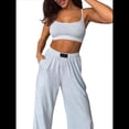 thumbnail image 1 of Conjuntos Casuales de Dos Piezas para Mujer, Camiseta Sin Mangas con Cuello en V y Cintura Elástica, Chándal de Verano con Bolsillo. Gris M, 1 of 10