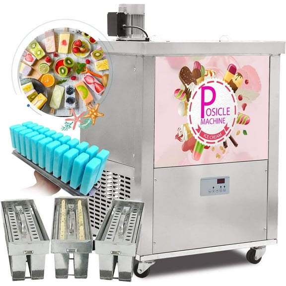 Kolice Commercial Brazilian 3 Slim Molds Designed Ice Popsicle Machine, Ice Pops Maker,Ice Bars Maker-1 Aligner,123ML/Each Stick