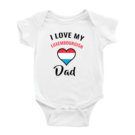 

I Love My Luxembourgish Dad Heart Flag Cute Baby Bodysuit Romper (White 0-3 Months)