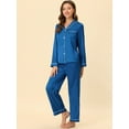 thumbnail image 3 of Unique Bargains Women's Pajama Loungewear Long Sleeves Tops and Pants Satin Sleepwear Sets, 3 of 5