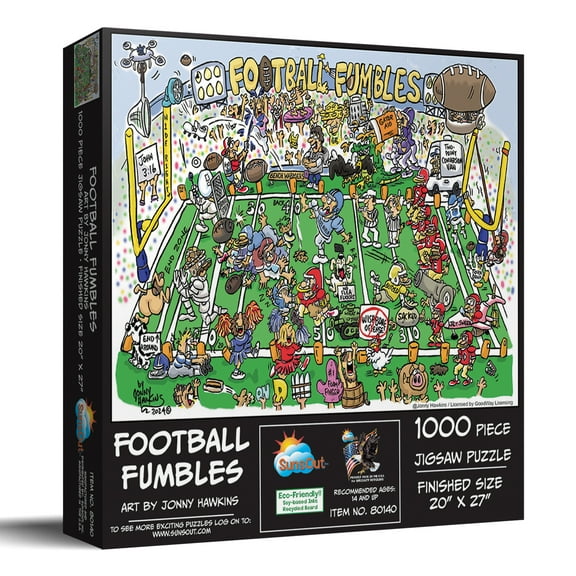 SUNSOUT INC - Football Fumbles - 1000 pc Jigsaw Puzzle by Artist: Jonny Hawkins - Finished Size 20" x 27" - MPN# 80140