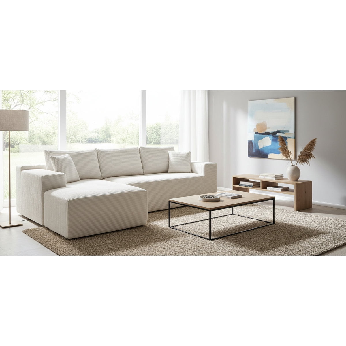 US Pride 2-Piece compressed Corduroy L-Shaped Sofa Left hand facing