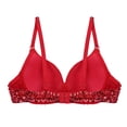 thumbnail image 5 of Yartina Woman's Sparkle Sequins Beaded Padded Bra Top Bralette Rave Party Belly Dance Crop Top Red 36/80, 5 of 7