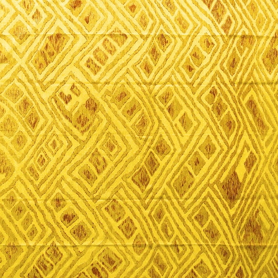 Ahgly Company Machine Washable Indoor Square Abstract Yellow Modern Area Rugs, 4' Square