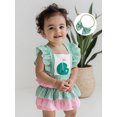 thumbnail image 3 of BemeyourBBs Baby Girl Outfit, Fly Sleeve Golf Court Plaid Layered Romper Hairband, 3 of 9