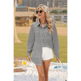 thumbnail image 6 of Women'S Striped Button Down Shirts Black and White  XL, 6 of 7
