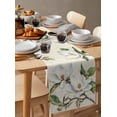thumbnail image 6 of Botanical Flowers Table Runner Cotton Linen 48 Inch Holiday Dresser Scarves, Vintage Rustic White Floral Leaves Tablerunner for Kitchen Coffee Dining Bedroom Living Room Dinner Scarf Décor 13''x48'', 6 of 9