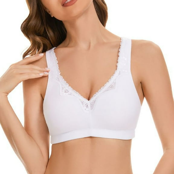 Sngxgn Women's Lace Bra Non Padded Underwire Unlined Bra Full Coverage Lace Bralette(White,110)