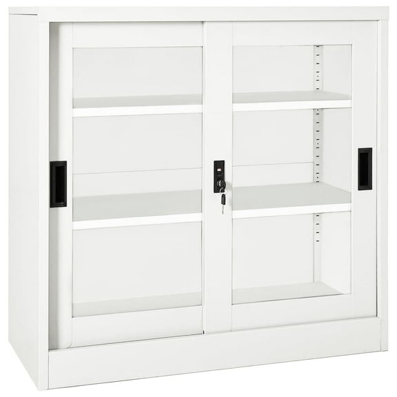 vidaXL Sliding Door Cabinet White 35.4"x15.7"x35.4" Steel, 335954