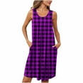 thumbnail image 2 of mfyjkho Vestidos para mujer, Camisón sin mangas con bolsillos y estampado para mujer, camisón plisado con cuello redondo Vestidos maxi para mujer m, 2 of 6