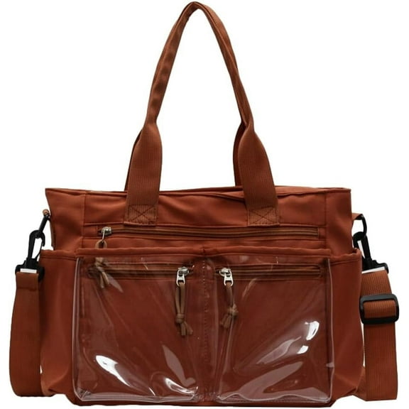 JUYGO Women’s Clear Tote Handbags Fashion Canvas Shoulder Bag Slouchy Crossbody Messenger Bag with Multi-pocket Travel Vacation