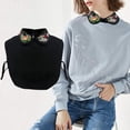 thumbnail image 2 of CAILDANL Lace Chiffon Detachable Blouse False Collar Embroidery Flower Fake Half Shirt Collar for Women, 2 of 7