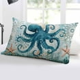 thumbnail image 5 of Teal Nautical Beach Starfish Vintage Throw Pillow Cover, Pillowcase Protectors with Zipper, Breathable Decorative Lumbar Pillow Case Cover, Pillow Shams for Couch Sofa 16x24Inch, 5 of 7