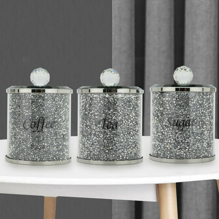 Crush Diamond Crystal Filled Mugs Set Of 6 Silver Kitchen Ware Tea Coffee  Cups