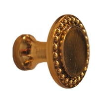 Vintage Kitchen Cabinet Knob Bright Brass Beaded 1" Dia Cupboard Door Pull Handle | Renovators Supply