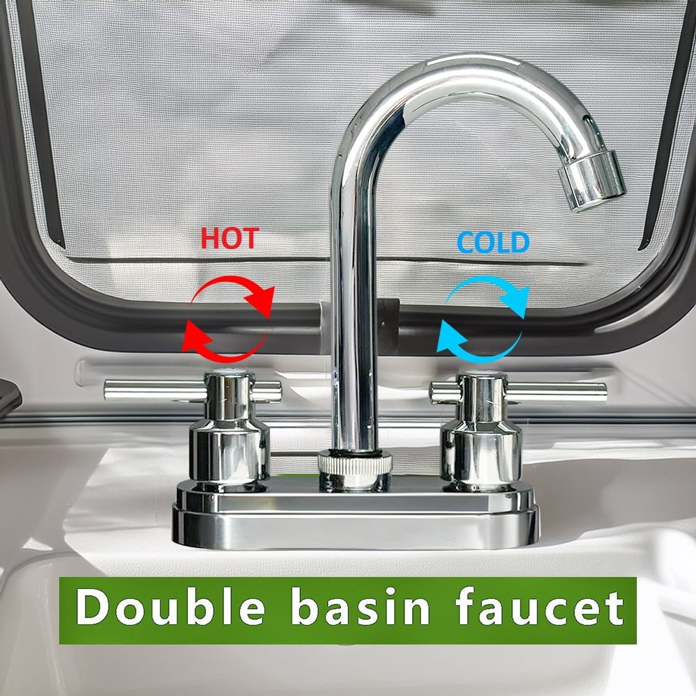 Bathroom Sink Faucet 4inch 2 Handles Centerset Suit for 2 or 3 Mounting Holes, for Bathroom Vanity Lavatory RV Hot and Cold Mixer Tap, Chrome