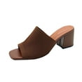 thumbnail image 1 of CHGBMOK Ladies Sandals One-Line Spring and Summer New Breathable Flying Woven High-Heeled Slippers Sizes 35-42, 1 of 6