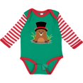 thumbnail image 3 of Inktastic Groundhog Day with Groundhog in Top Hat Boys or Girls Long Sleeve Baby Bodysuit, 3 of 5