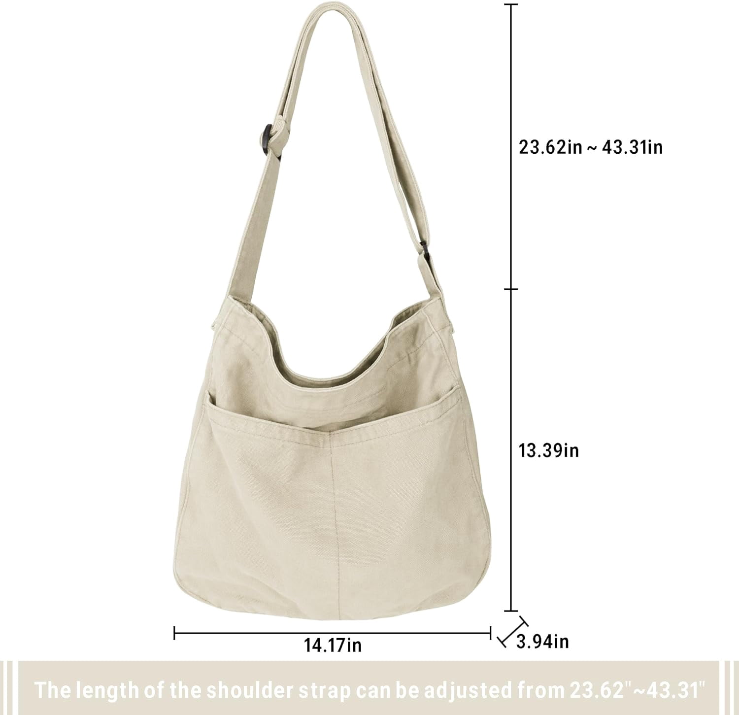 Canvas Tote Bag for Women Large Hobo Crossbody Handbags Casual Shoulder Purse with Multiple Pockets